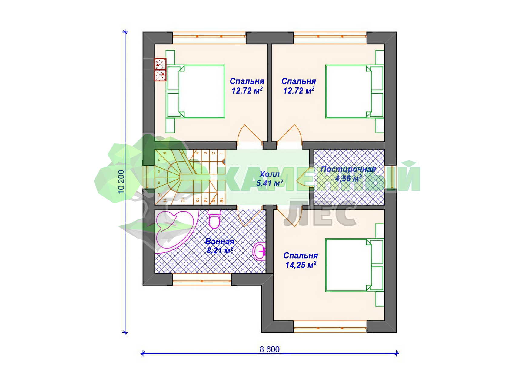 Проект 10 x 12 дома из арболита 10 на 12 м с гаражом