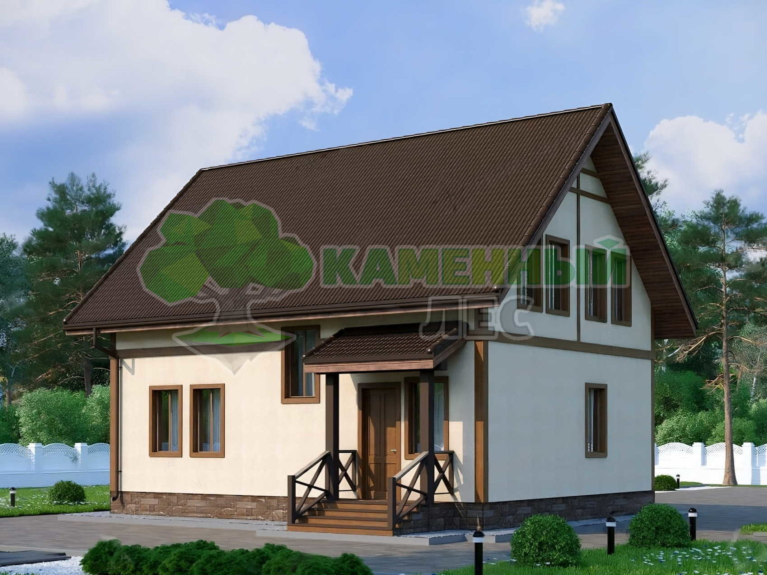 Проект 10 x 10 дома из арболита 130 м² с 3 спальнями